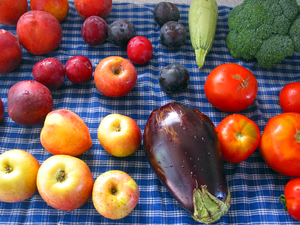 Fruits and vegetables from a farmers market. c...